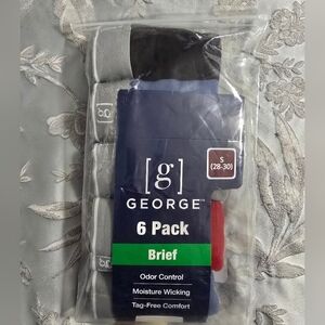 New George 6 Pack Antimicrobial Moisture Wicking Tagless Briefs Sz S